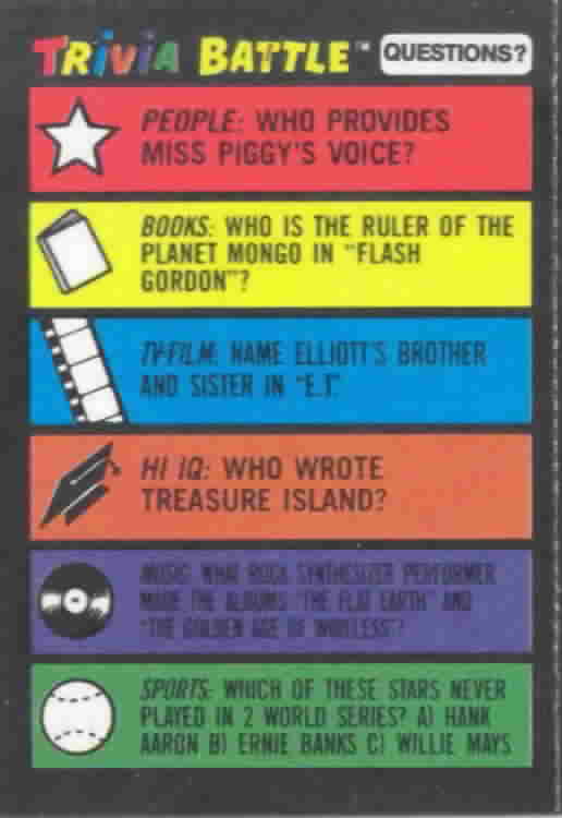 1984 Topps Trivia Battle Bowling Cards